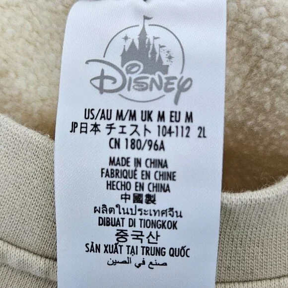 Disney Mickey Peace Sign Pullover Crewneck Sweatshirt Beige Tan M - Picture 2 of 5